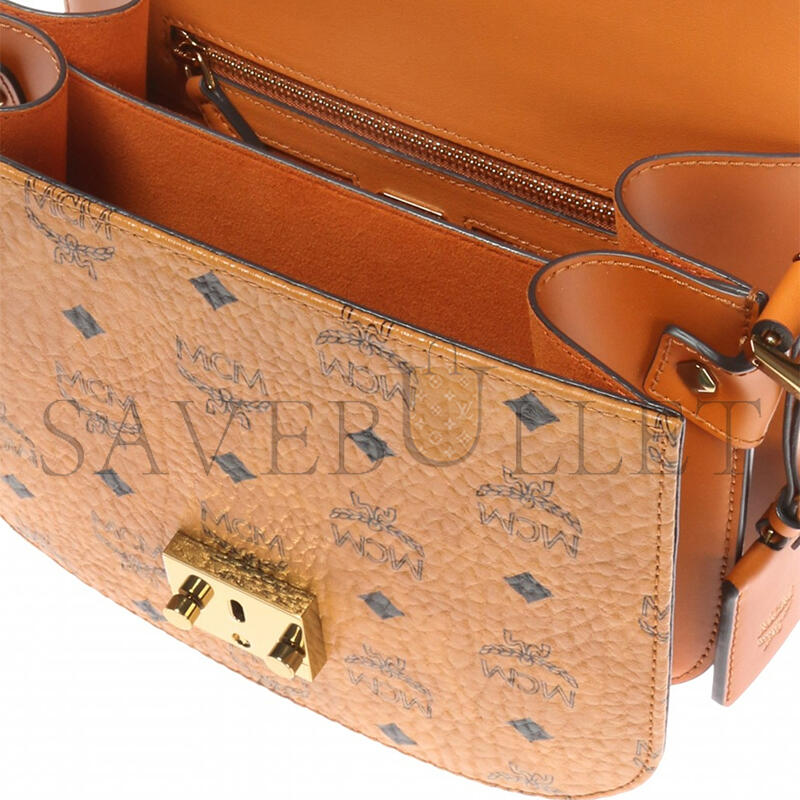 MCM COGNAC VISETOS COATED CANVAS AND LEATHER PATRICIA CROSSBODY BAG MWS6SPA03CO001 (21*19*8.5cm)